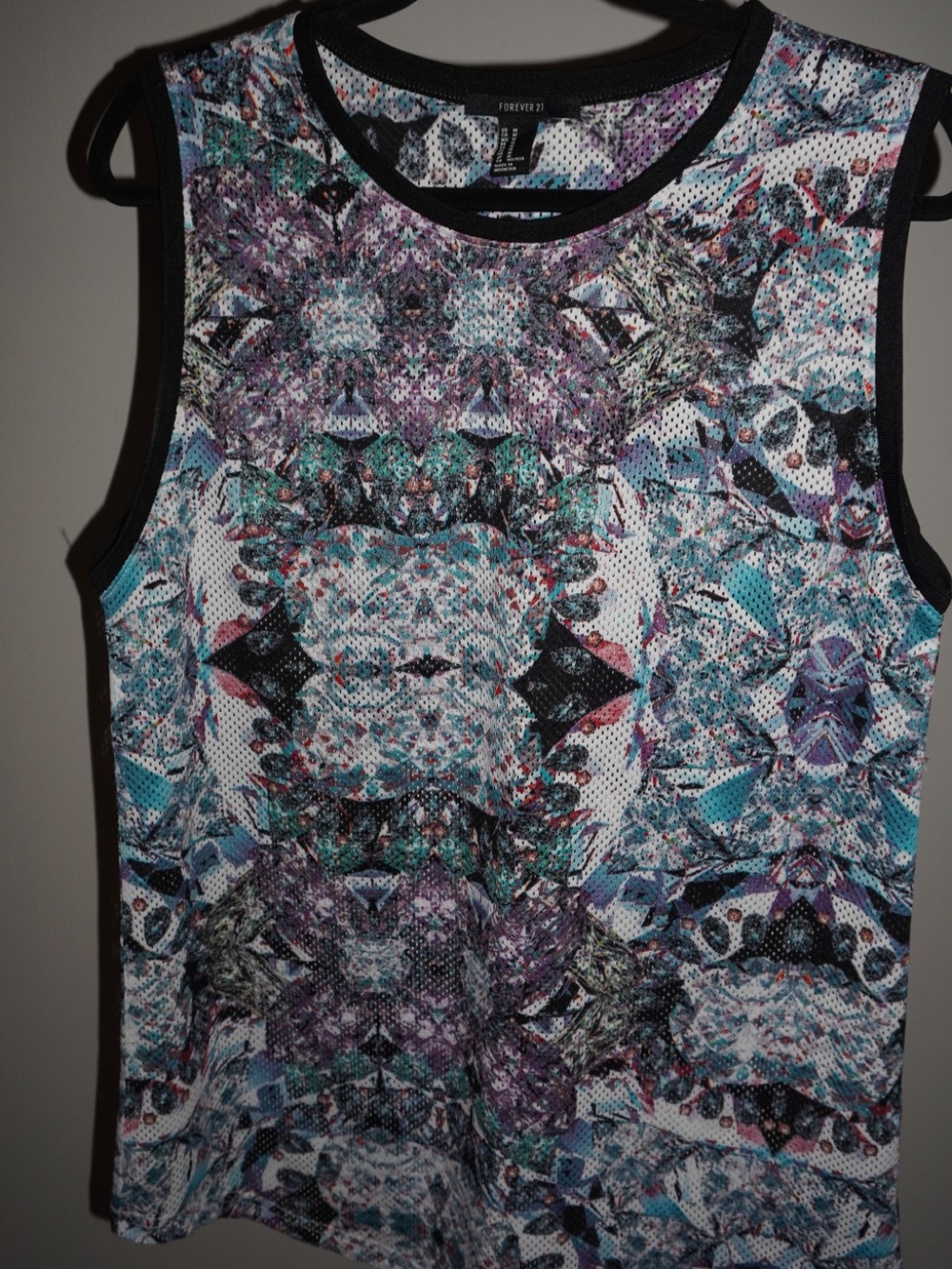 Forever 21 Multicolor Printed Mesh Tank Top